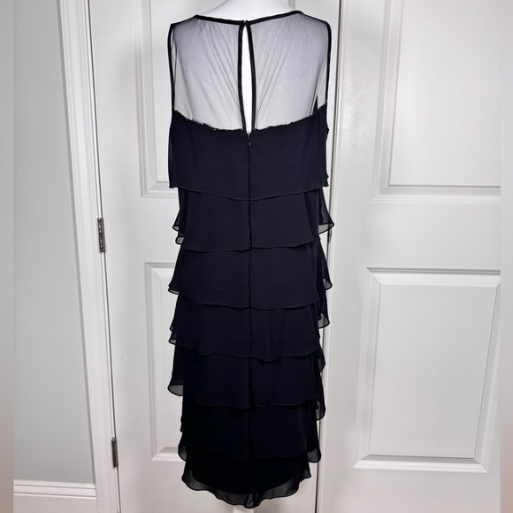 Patra Tiered Chiffon Formal Cocktail Dress Illusion Neck Wedding Guest Sz 16 - Picture 2 of 7
